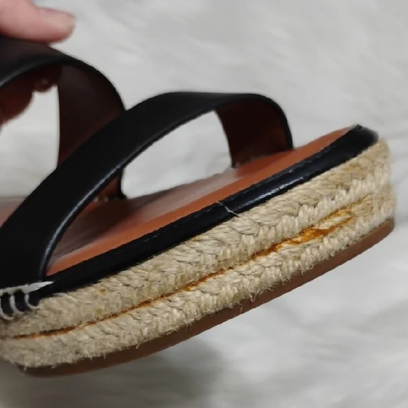 SALE! Coach Franca Black Leather Espadrilles Women's Sandals (#01) - Picture 15 of 16